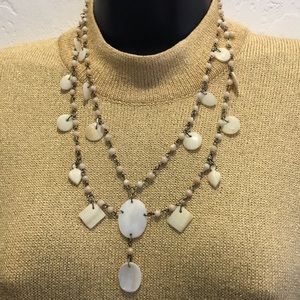 Vintage shell medallion charm necklace